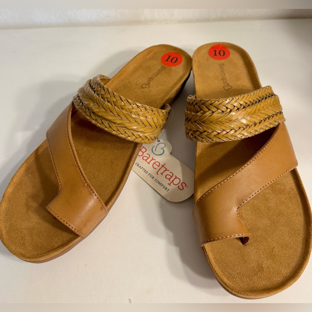 BareTraps Caramel Slide Sandals with Braided Straps